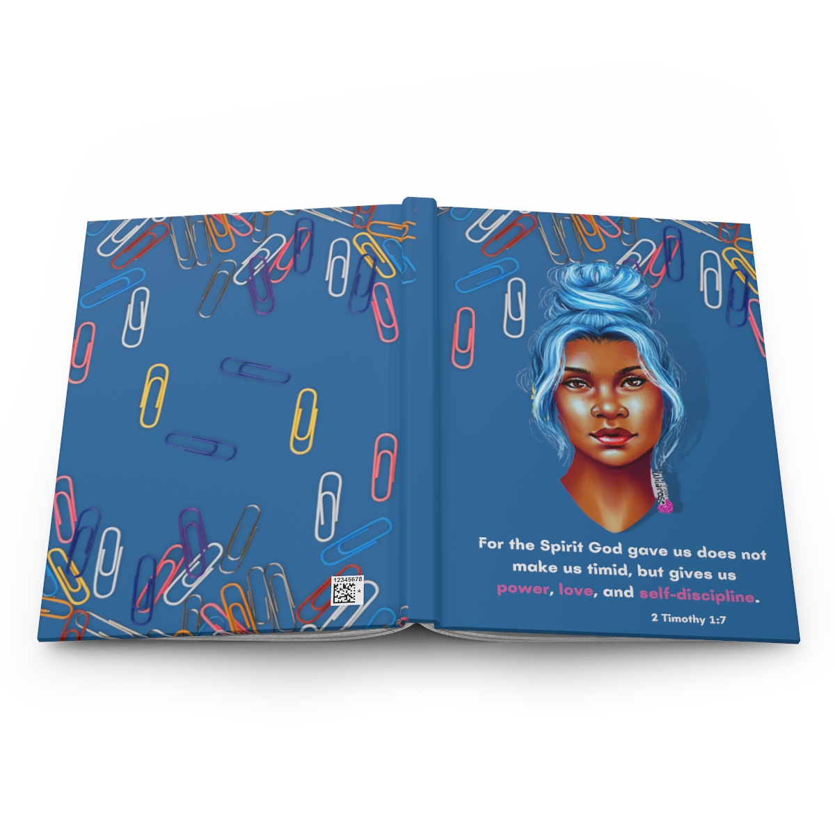 Hardcover Journal "BluQueen" with encouraging Bible Verse - Image 6